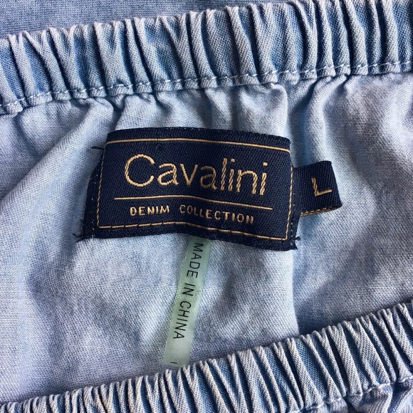 Cavalini Denim Collection Blue Ruffled Sleeve Blouse - Size Large - Picture 7 of 10